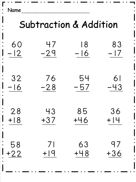 Addition And Subtraction 2 Digit Numbers Worksheet 2022 ...