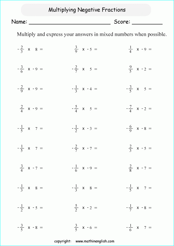 32 Multiplying Negative Numbers Worksheet Worksheet Resource Plans