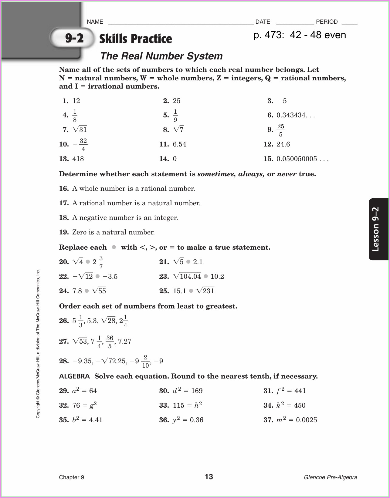 lesson 2 problem solving practice rational numbers answer key