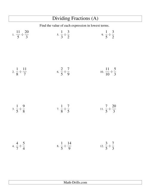 Dividing Proper And Improper Fractions A 