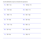 Factoring Distributive Property Worksheet