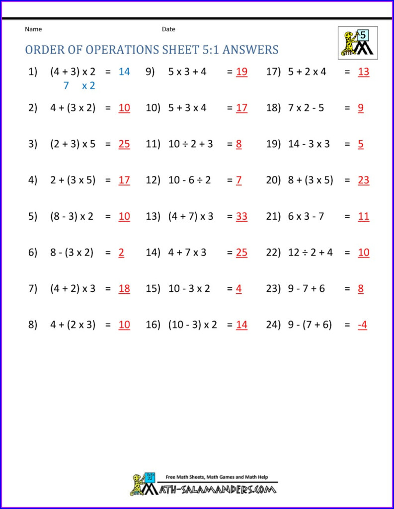 Order Of Operations With Integers Worksheet Kuta Worksheet Resume 