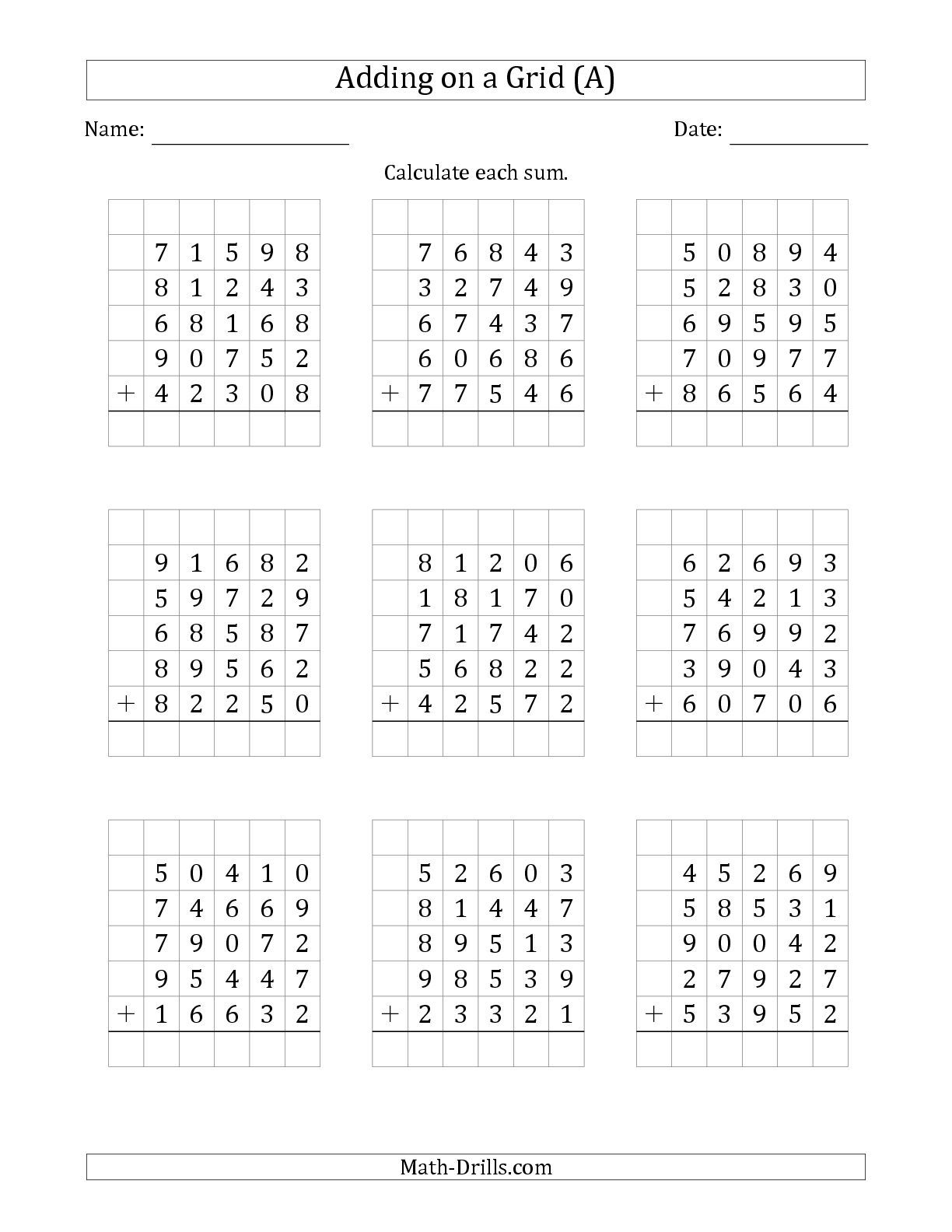 Adding 5 Digit Numbers Worksheet 2022 NumbersWorksheets