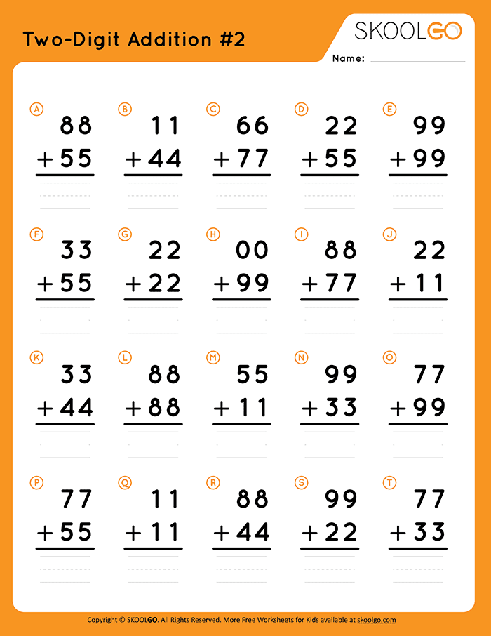 Two Digit Addition 2 Free Worksheet By SKOOLGO