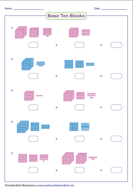 3 Digit Addition Worksheets