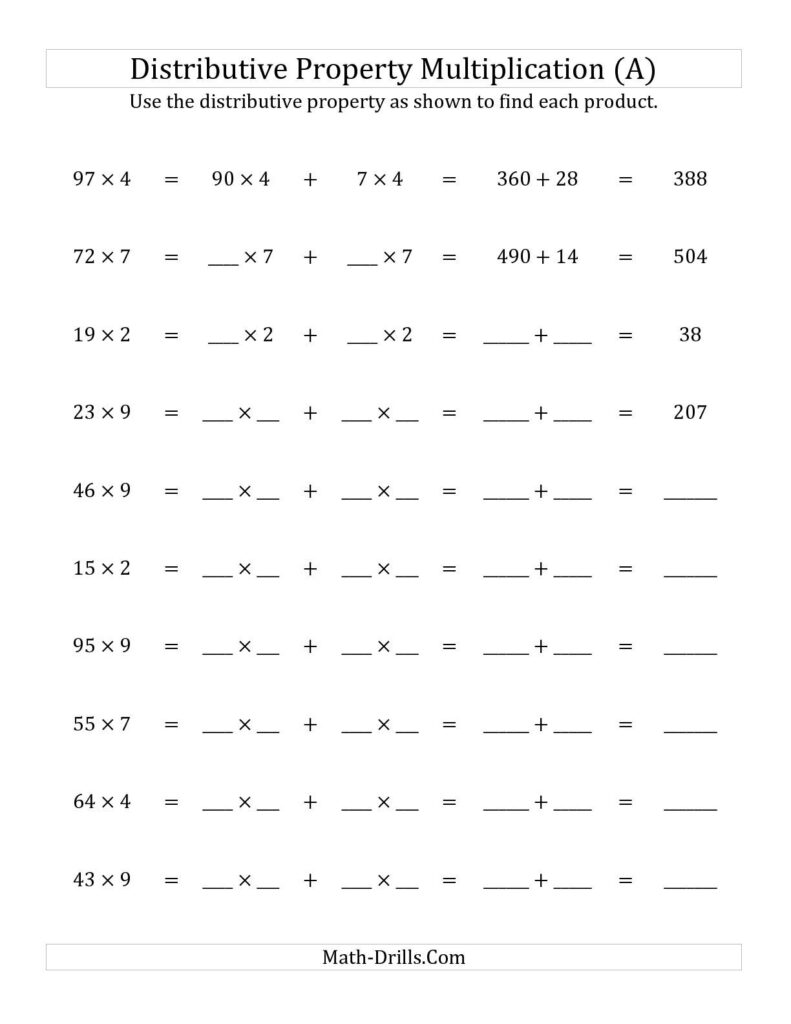 Associative Property Of Multiplication Worksheets 3rd Grade Pdf Times 