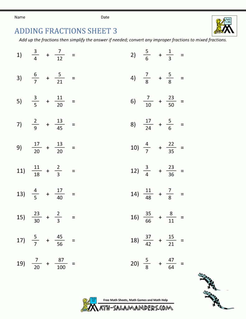 Adding Fractions With Different Denominators Worksheet Ks2 Worksheets 