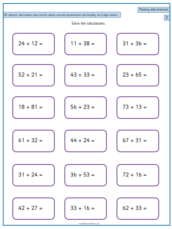 Adding Two 2 digit Numbers 1 Master The Curriculum