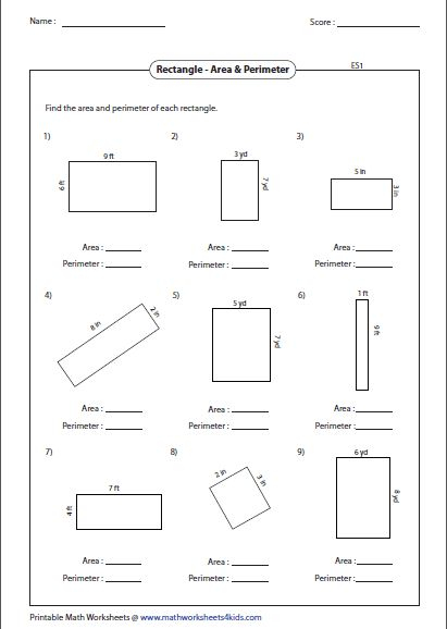 Area And Perimeter Of Rectangle Mixed Area And Perimeter Area And 