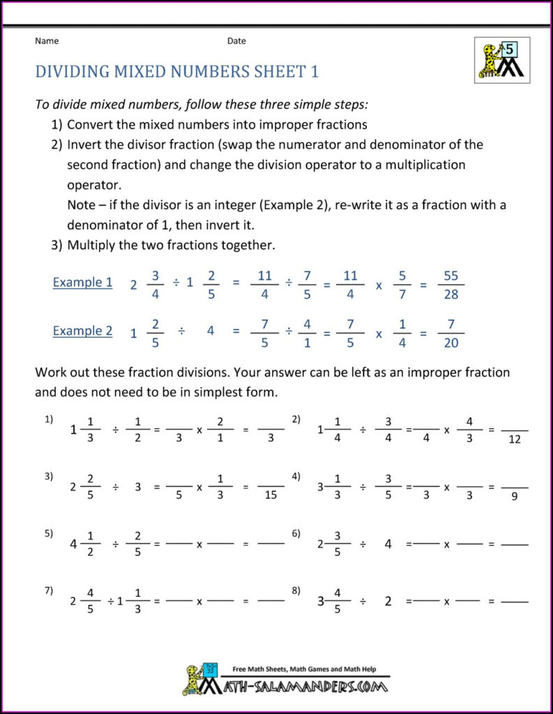 Dividing Mixed Numbers Worksheet Answer Key Worksheet Resume Examples