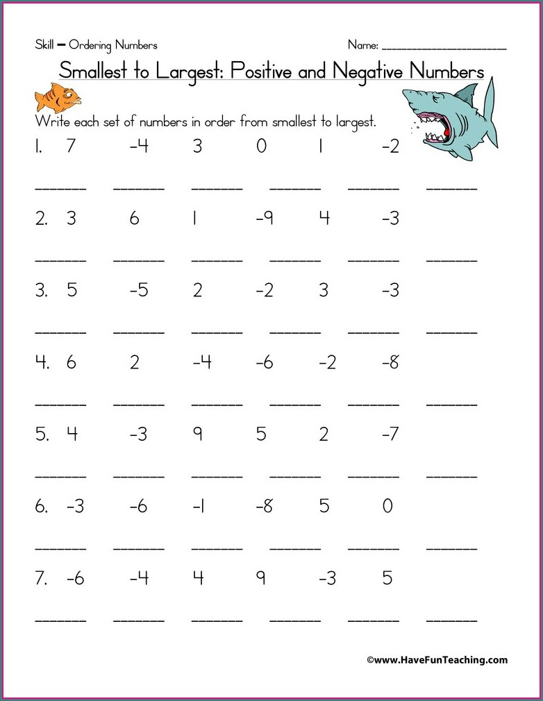 Ordering Negative Numbers Worksheet Level 5 Worksheet Resume 