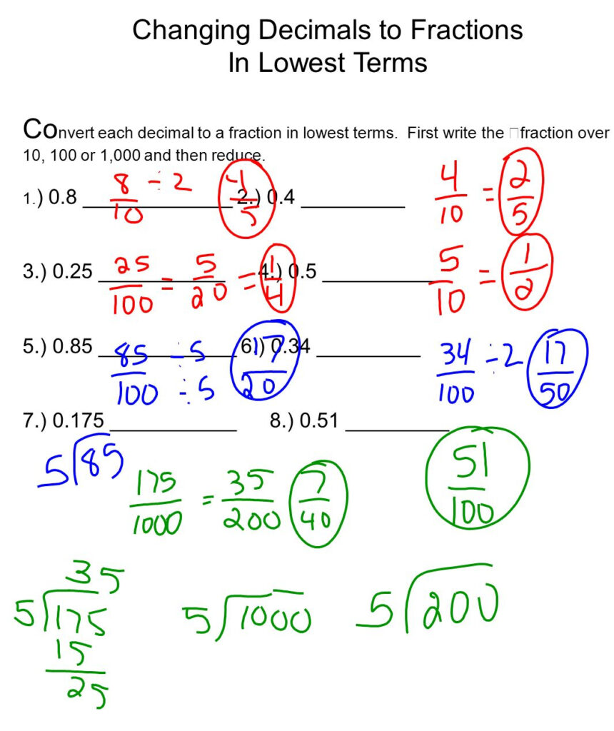 Write Each Fraction Or Mixed Number As A Decimal Worksheet Worksheets 