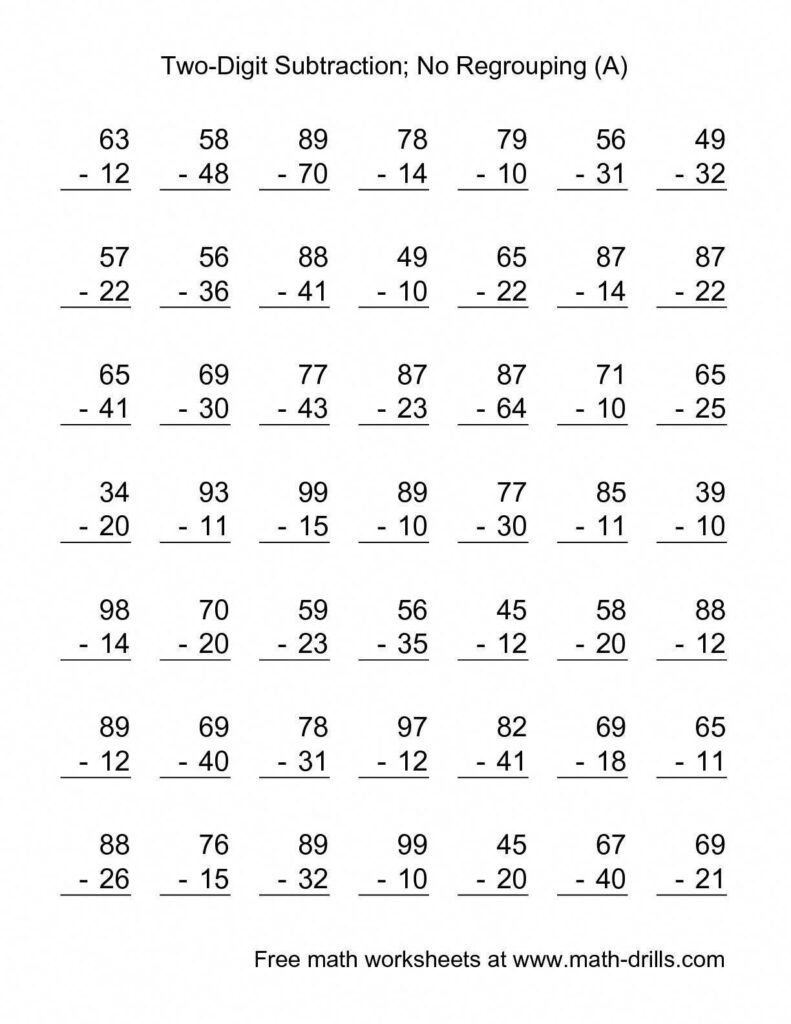 2 Printable Touch Math Worksheets Addition Subtraction The Two Digit 