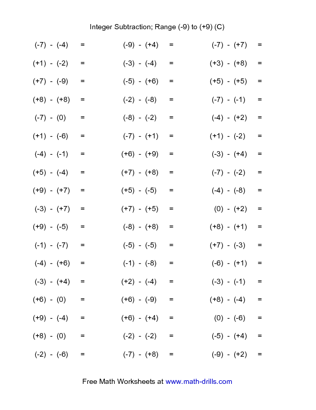 Adding And Subtracting Negative Numbers Worksheets Year 7 2022 