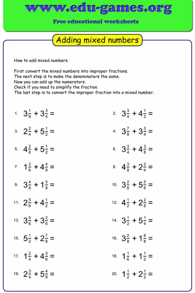 Adding Fractions Worksheet Maker For Like And Unlike Denominators 