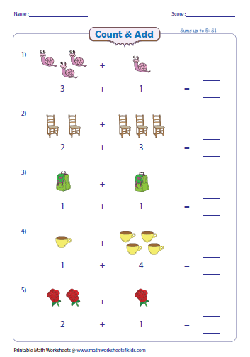 Addition With Pictures Worksheets