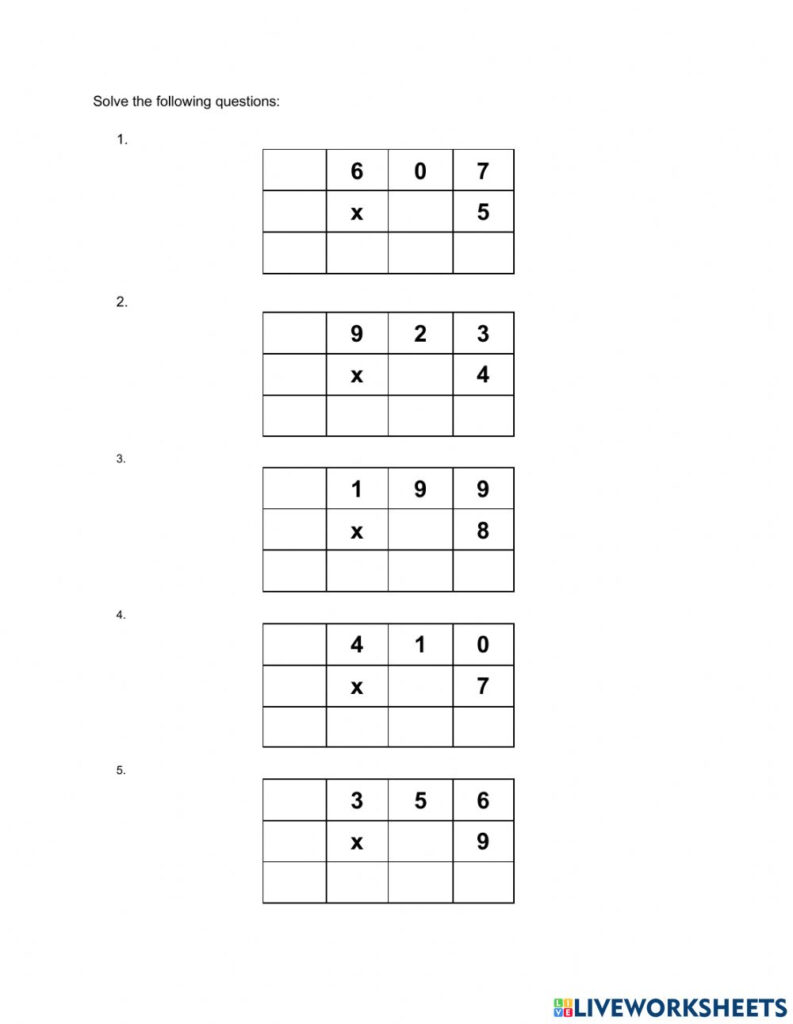 Gr 3 Multiplication Of 3 Digit Number And Multiplication With 10 And 