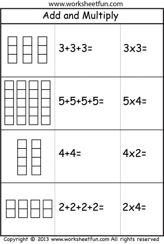 Multiplication Add And Multiply Repeated Addition Two Worksheets 