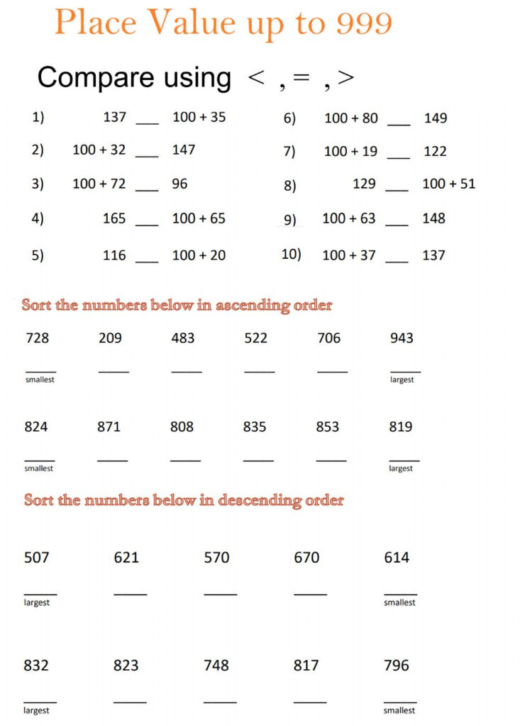 Place Value Through Thousands Worksheet
