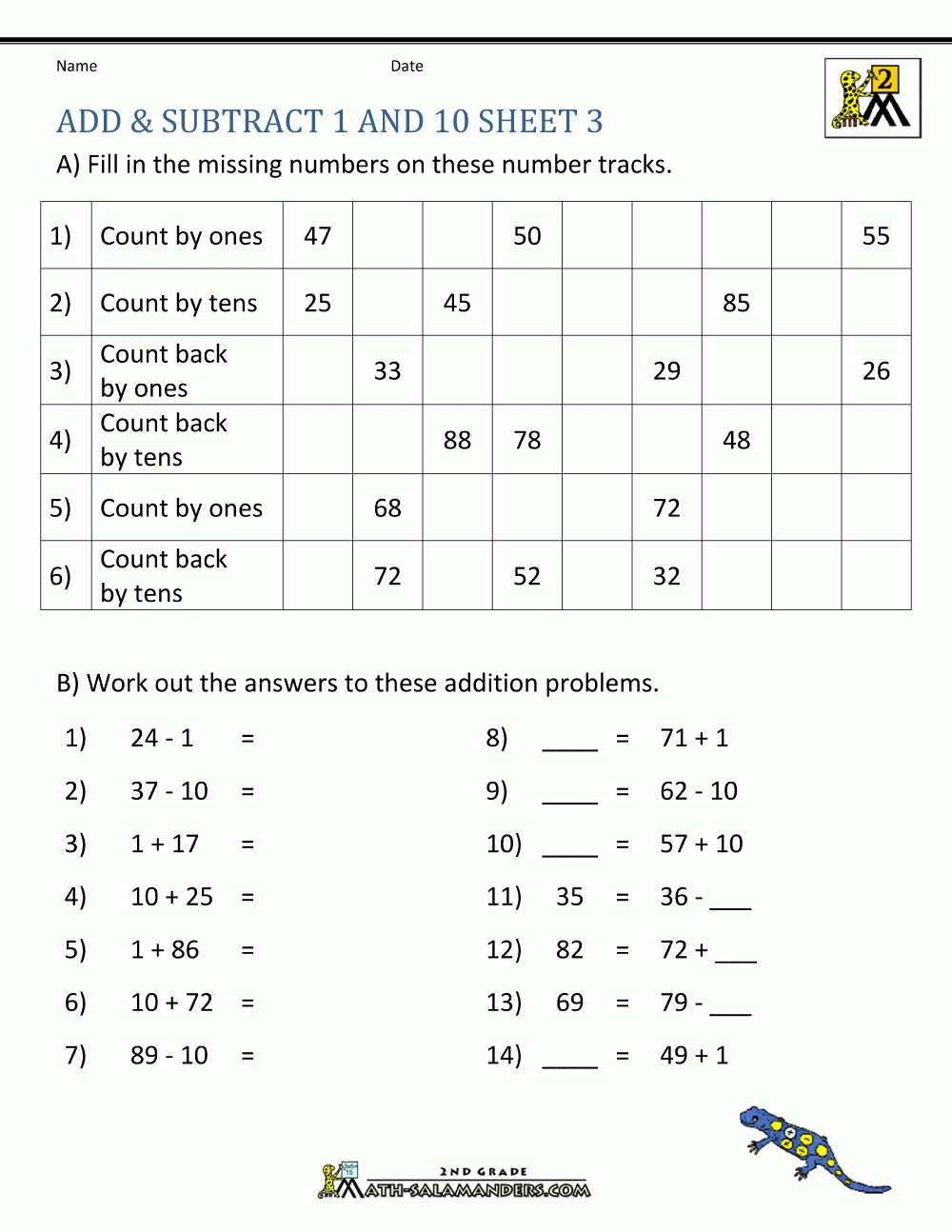 Printable Addition And Subtraction Worksheets