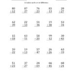 The Large Print Adding And Subtracting 2 Digit Numbers With Sums And