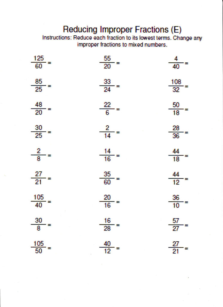 Converting Improper Fractions To Mixed Numbers Worksheet Kuta 2022 
