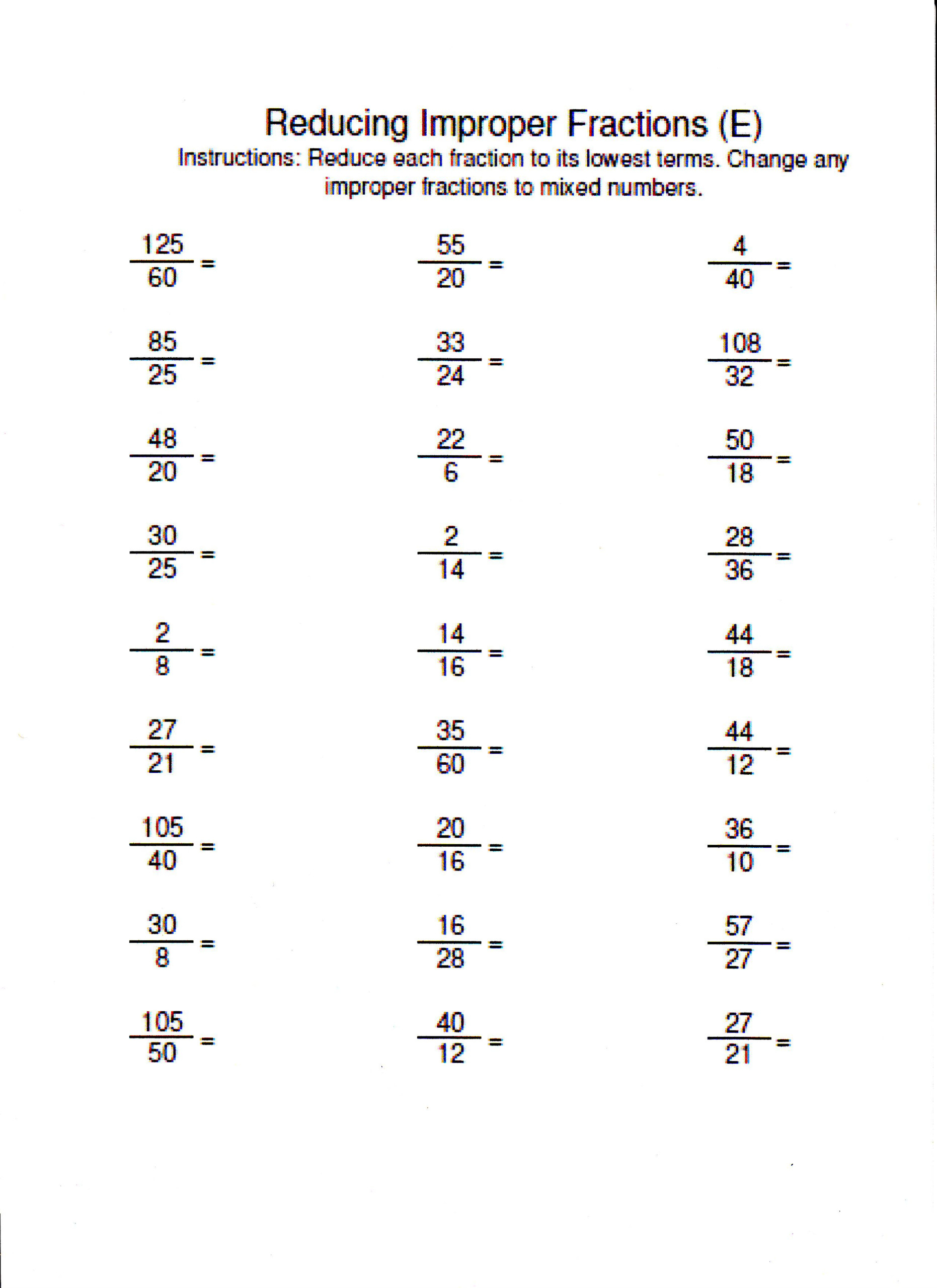 Converting Improper Fractions To Mixed Numbers Worksheet Kuta 2022