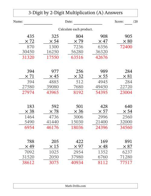 Multiplying 3 Digit By 2 Digit Numbers A 