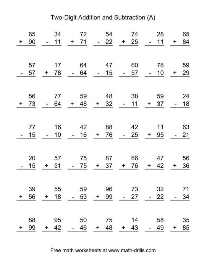 Double Digit Addition And Subtraction Worksheets 99Worksheets