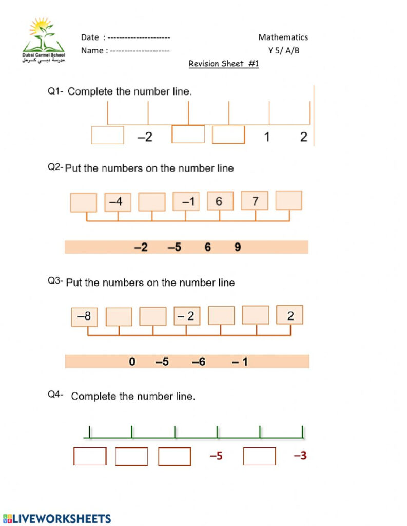 Ordering Negative Numbers From 10 To 10 Negative Numbers Worksheets 