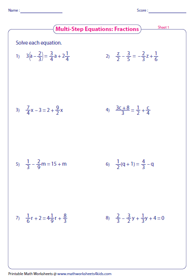 Solve Multi Step Equation Multi Step Equations Multi Step Equations 