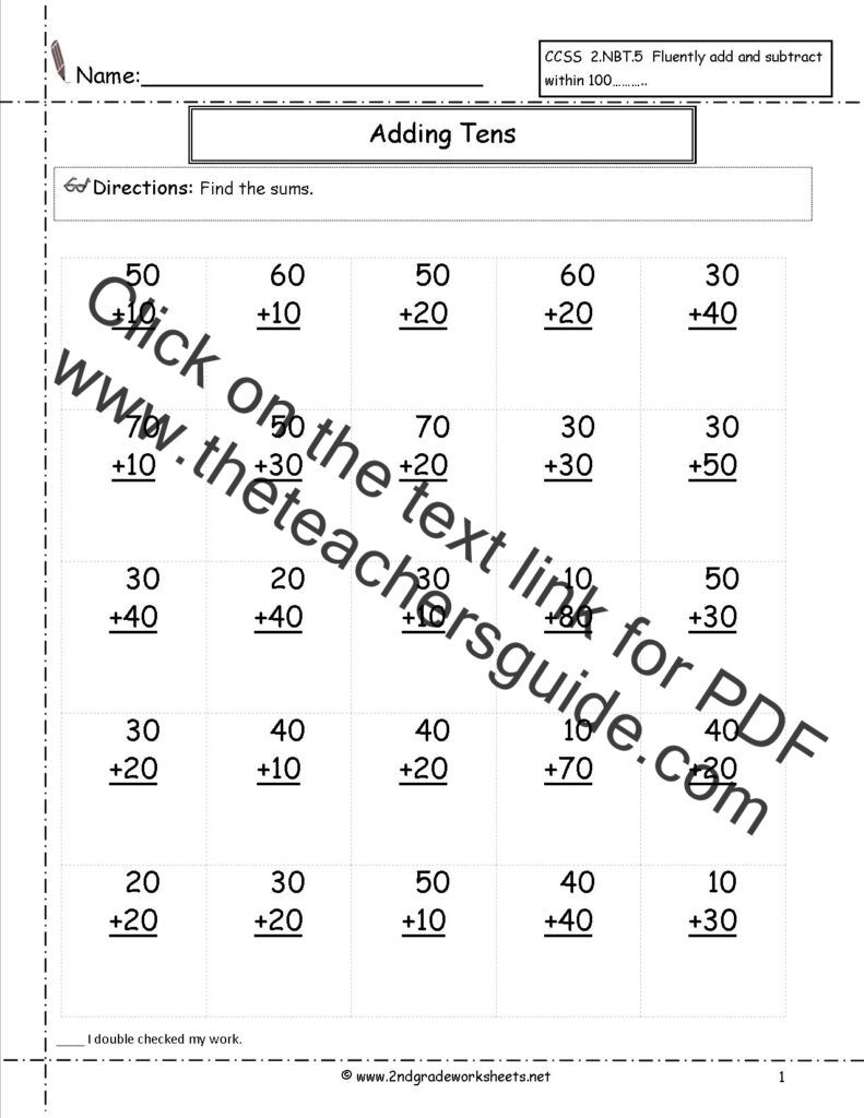 Two Digit Addition Worksheets