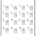 3 Digit Plus 3 Digit Addition With Some Regrouping 25 Questions A 3