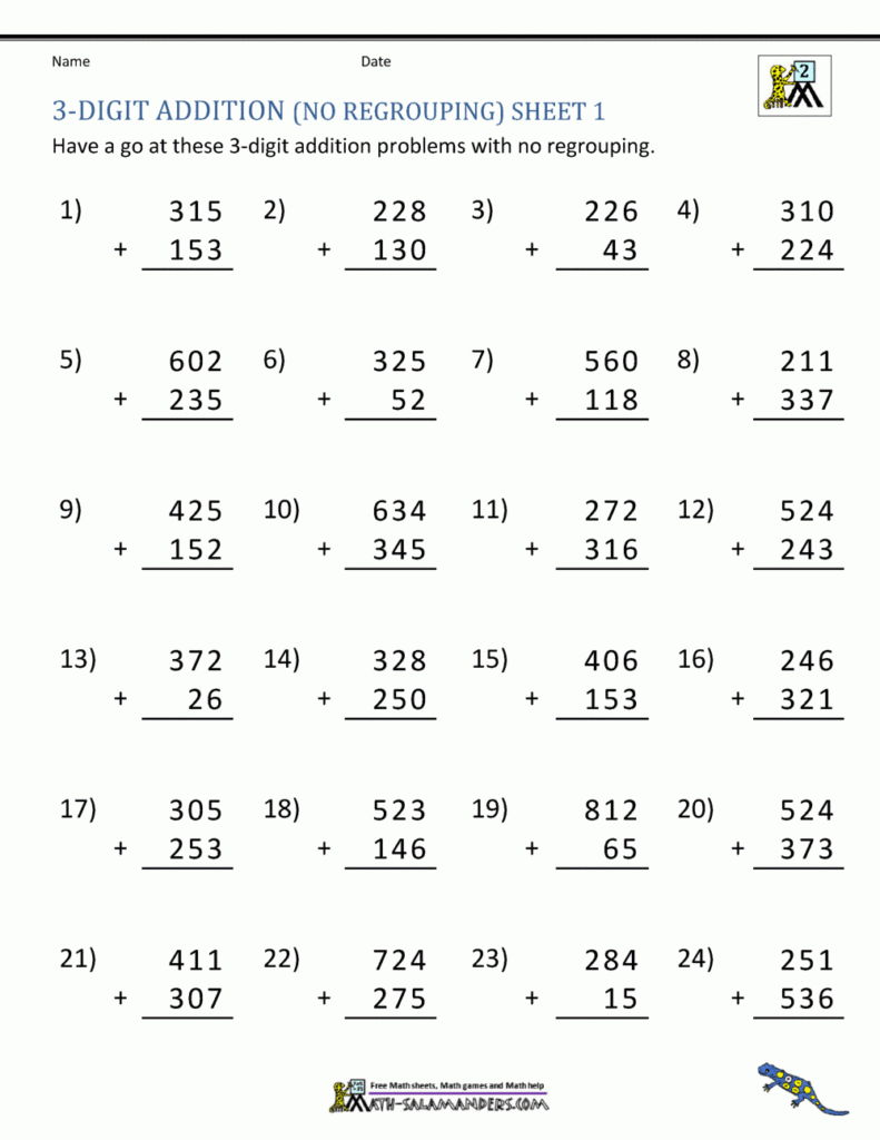 Adding 3 Digit Numbers With Regrouping Worksheets 2Nd Grade Darla 