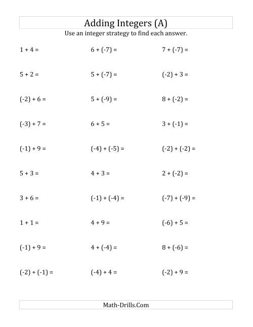 Adding And Subtracting Negative Numbers Worksheets Negative Numbers