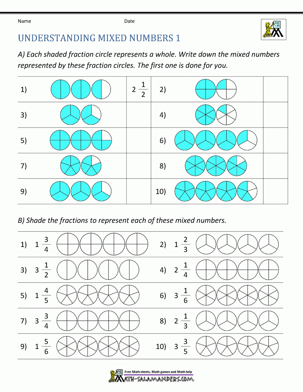 Grade 6 Math Worksheets Adding Fractions To Mixed Numbers K5 Learning