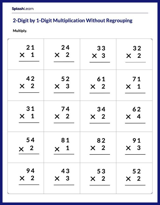 Multiply Two Digit By One Digit Worksheet