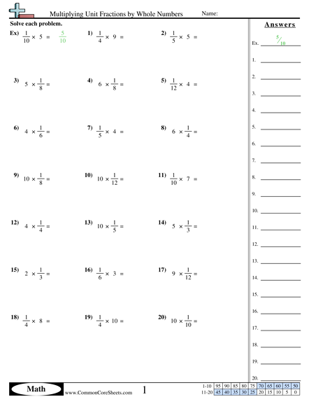 Multiplying Fractions With Whole Numbers Worksheets 99Worksheets