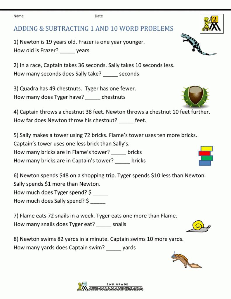 Word Problems Addition And Subtraction Worksheets