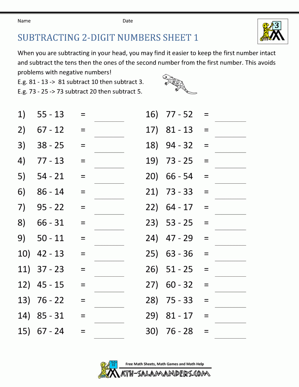 Worksheet Adding And Subtracting 2 Digit Numbers Worksheet Fun