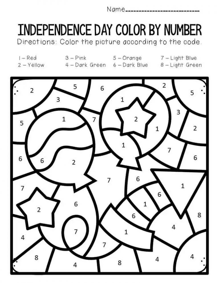 4th Of July Color By Number Worksheets 101 Coloring
