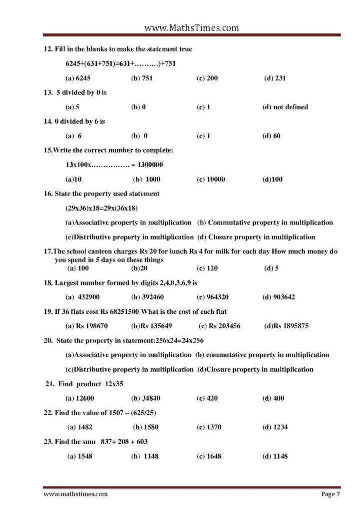Apsg CLASS 6 WORKSHEET WHOLE NUMBERS PLAYING WITH NUMBERS BASIC GEOMETRY