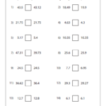 Comparing Decimal Worksheet