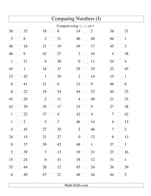 Comparing Numbers To 50 I 