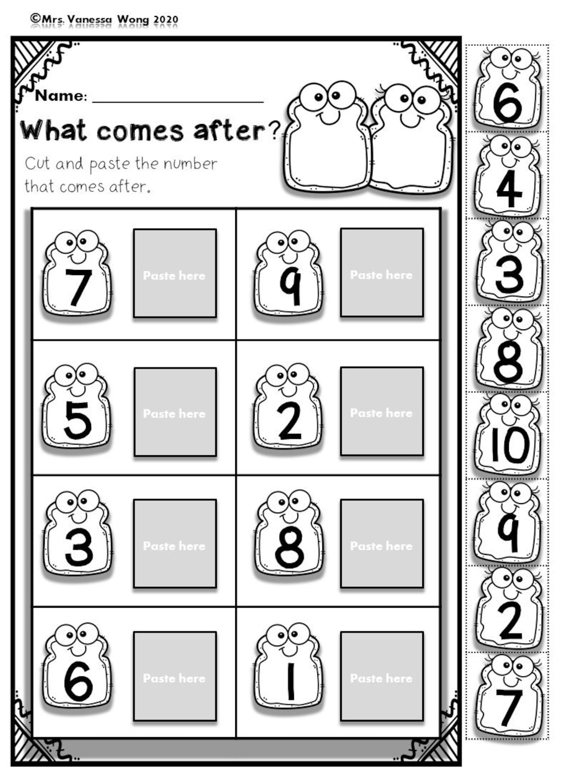 Kindergarten Math Worksheets Numbers 1 10 Number Order Etsy