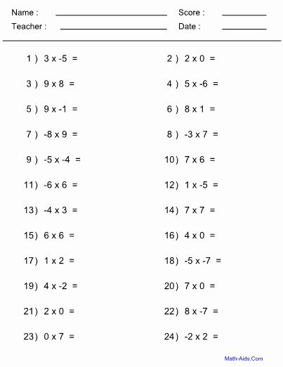 Negative And Positive Numbers Worksheets