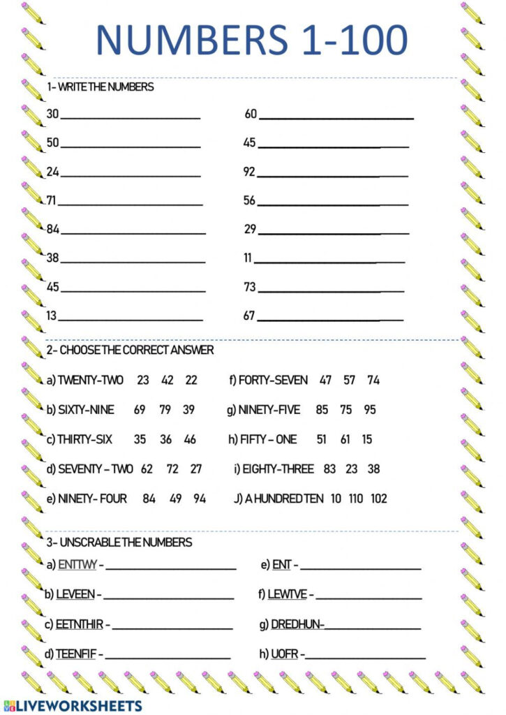 Numbers 1 100 Numbers Worksheet Pdf 100 En Ingles Ejercicios De 