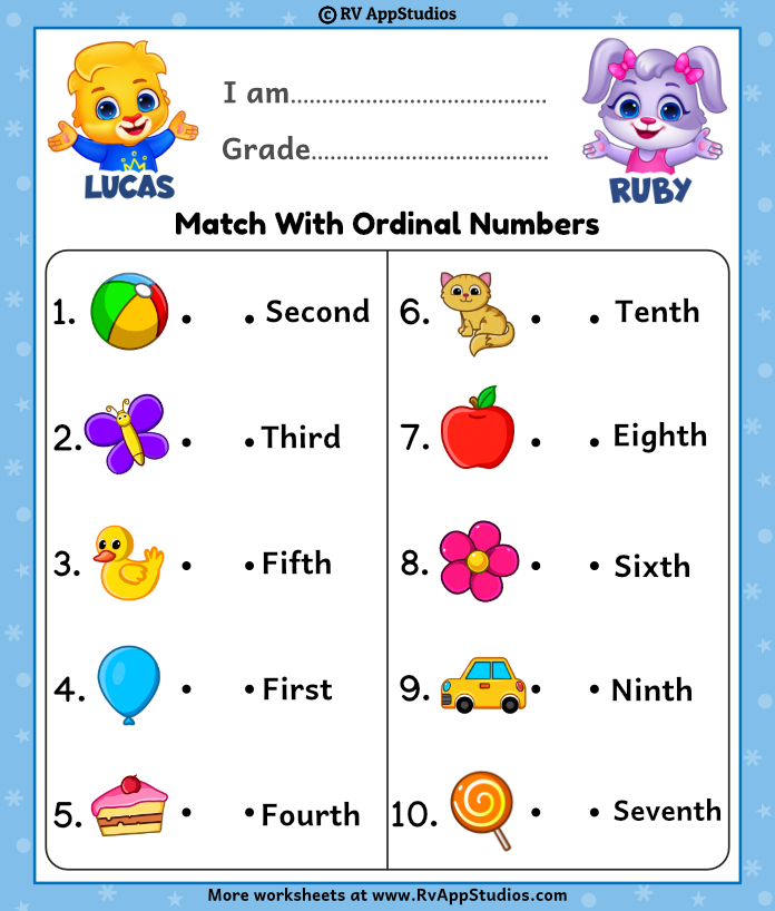 Ordinal Numbers 1 10 Worksheets Worksheets For Kindergarten