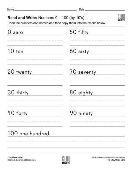 Read And Write Numbers 0 To 100 By 10 s Homeschool Books Math