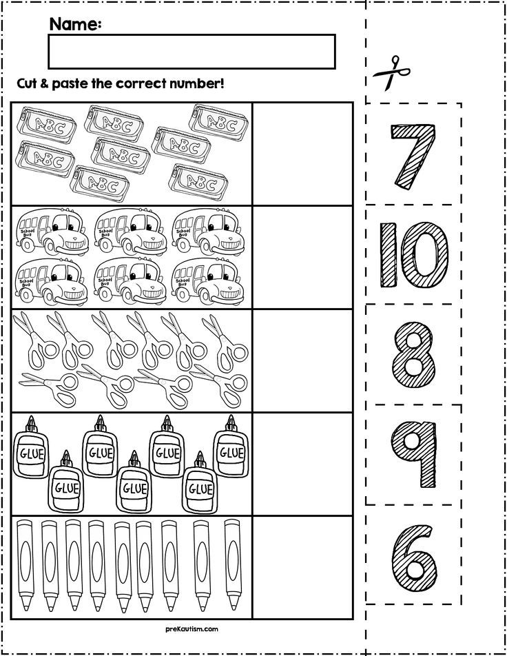 Teach Child How To Read Preschool Cut And Paste Number Worksheets